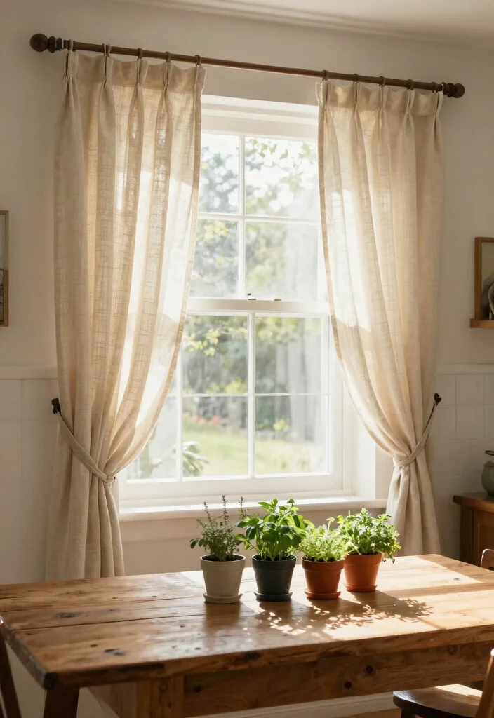 14 Farmhouse Kitchen Curtain Ideas That Let Light In - 9. Textured Cotton Drapes 1