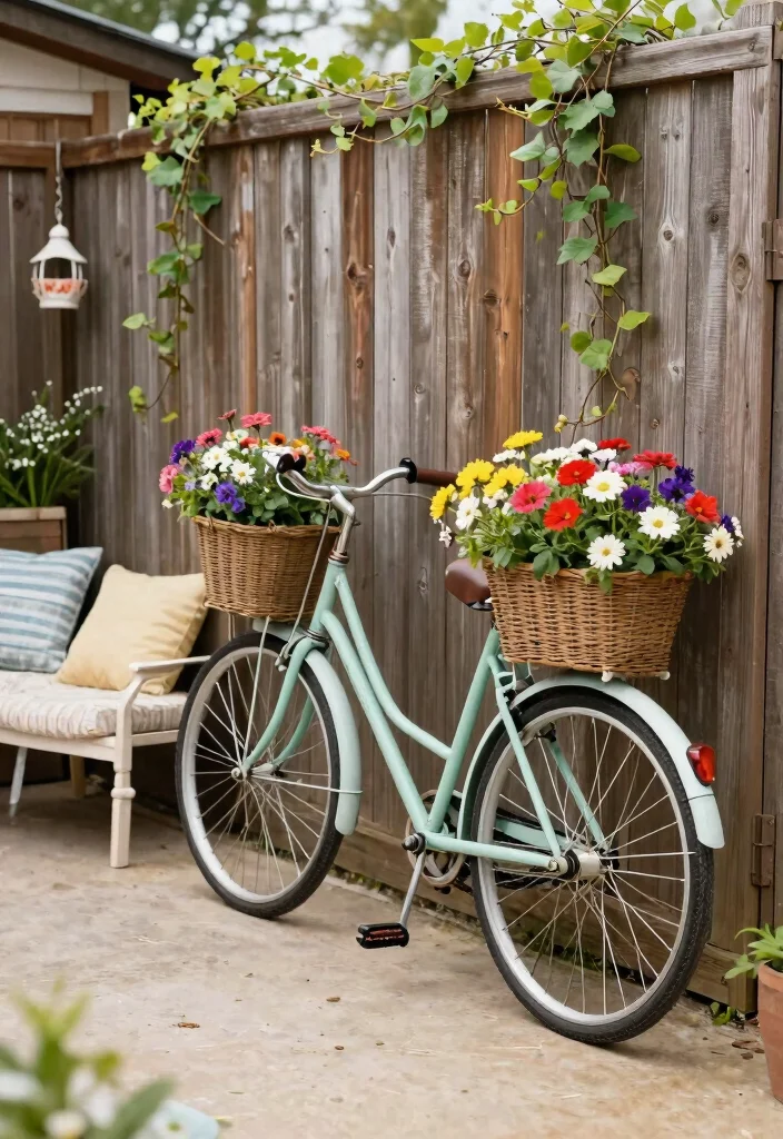 14 Farmhouse Patio Ideas on a Budget That Don't Need a Full Rebuild - 13. Vintage Bicycle Planter 1