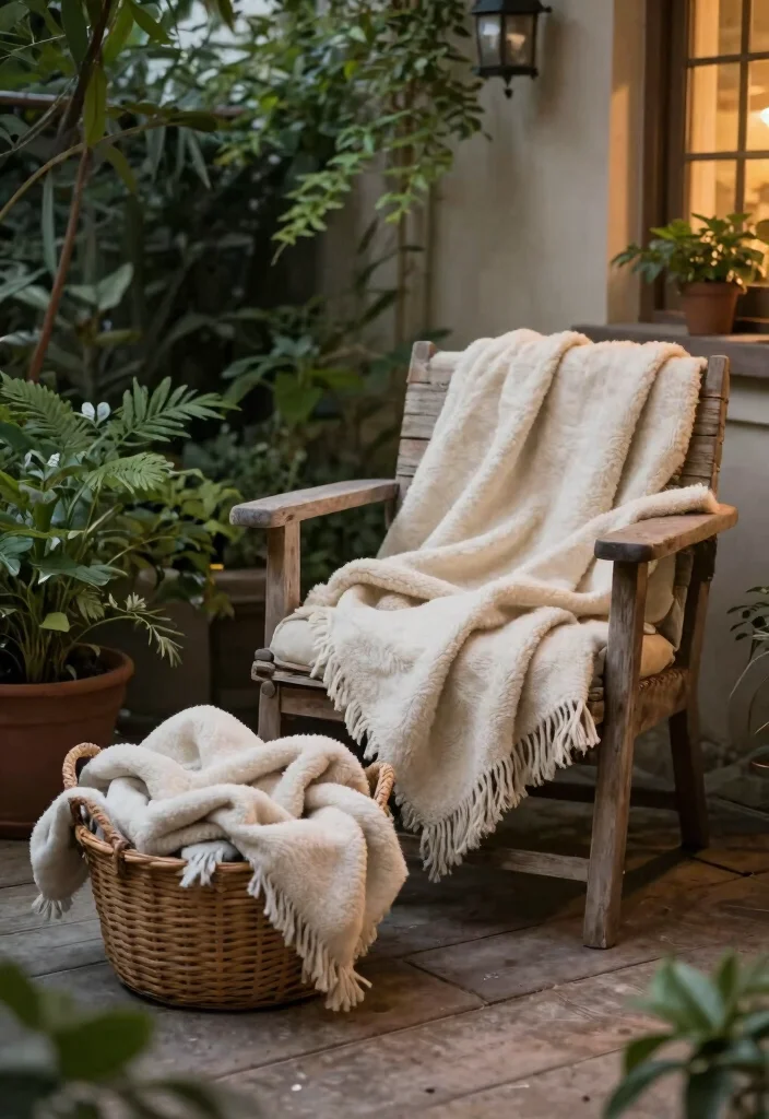 14 Farmhouse Patio Ideas on a Budget That Don't Need a Full Rebuild - 6. Cozy Blankets and Throws 1