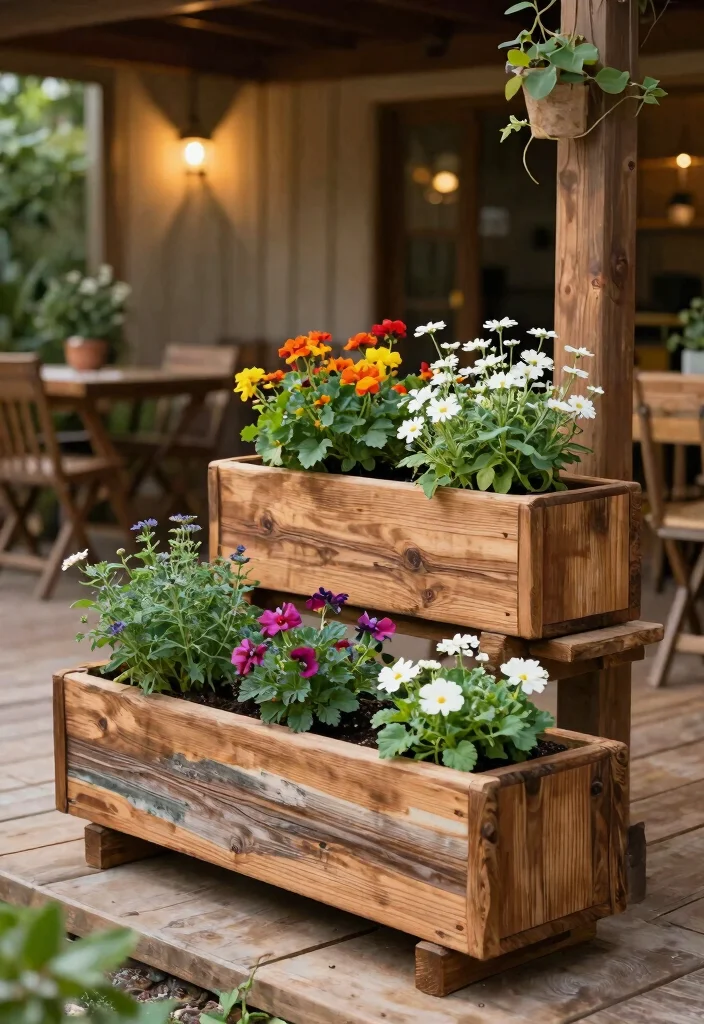14 Farmhouse Patio Ideas on a Budget That Don't Need a Full Rebuild - 7. DIY Wooden Planters 1