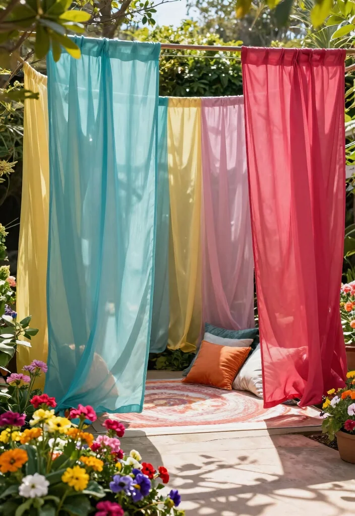 14 Free Standing Fence Ideas for Renters Who Can't Dig Posts - 3. Fabric Privacy Screens 1