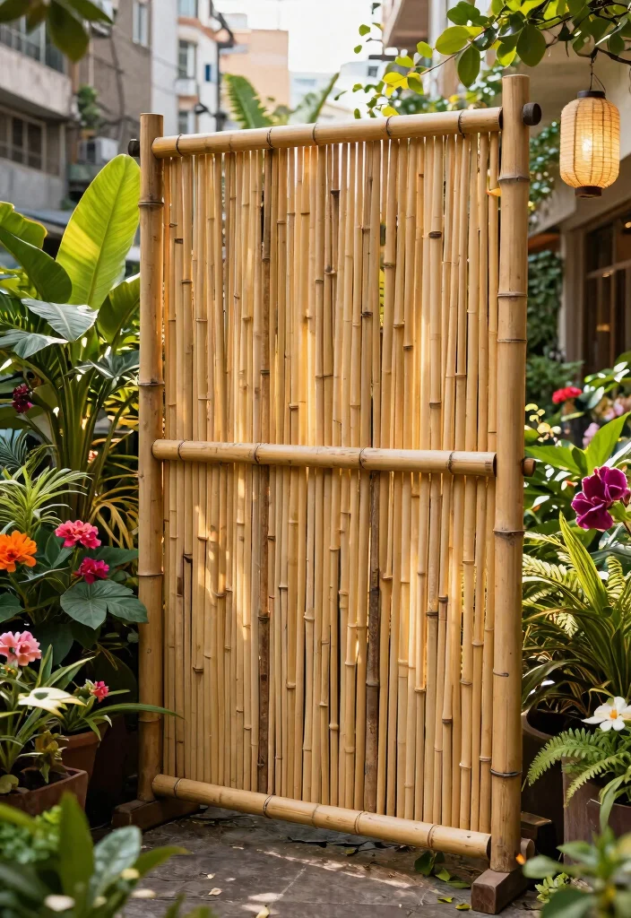14 Free Standing Fence Ideas for Renters Who Can't Dig Posts - 5. DIY Bamboo Screens 1