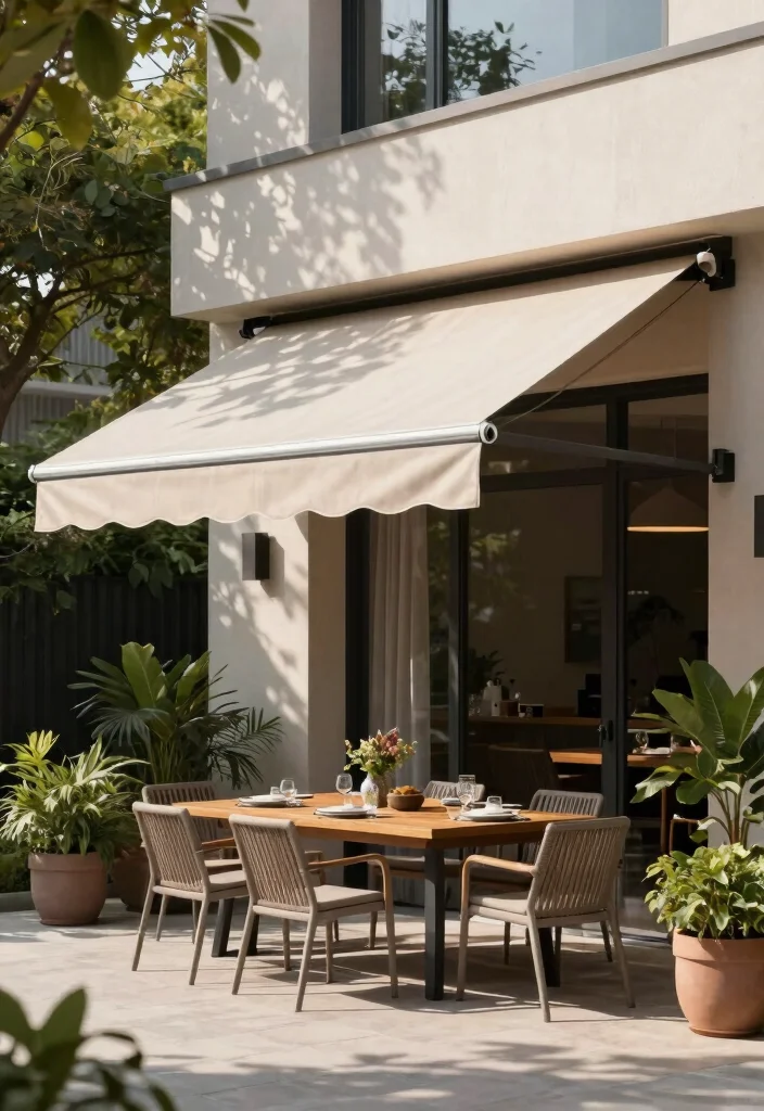 14 Media Sombra Para Patio Ideas That Block Sun All Day - 4. Retractable Awnings 1