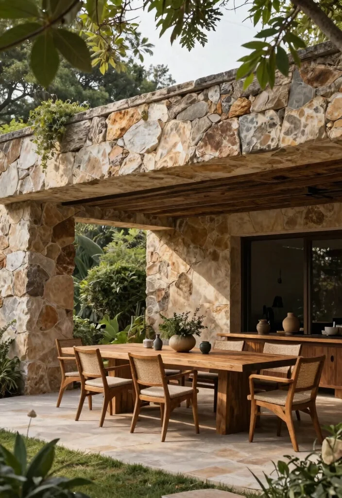 14 Media Sombra Para Patio Ideas That Block Sun All Day - 6. Natural Stone Overhangs 1