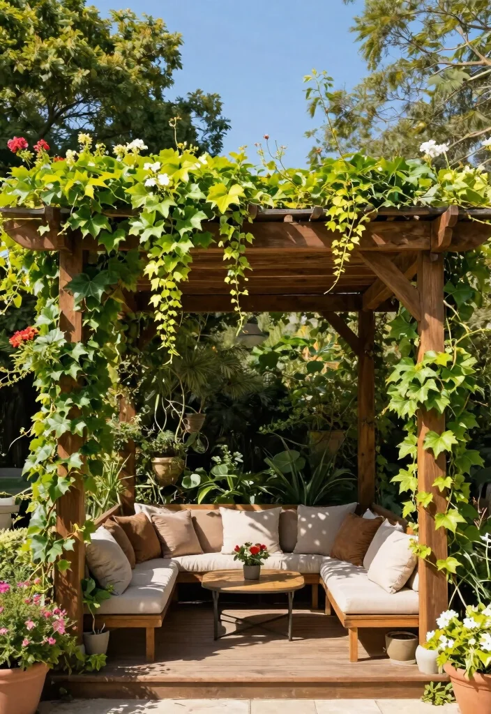 14 Media Sombra Para Patio Ideas That Block Sun All Day - 7. Pergolas with Climbing Plants 1