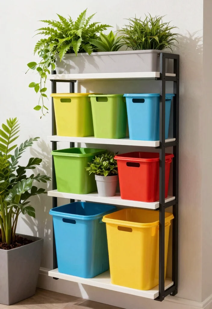 14 Outdoor Garbage Storage Ideas That Keep Raccoons Out for Good - 3. Vertical Garden Trash Rack 1