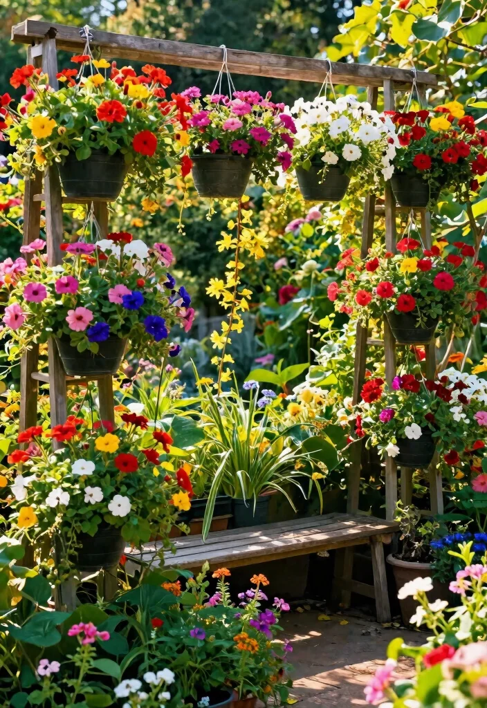 14 Outdoor Privacy Panels That Install Without Digging Posts - 11. Trellis with Hanging Planters 1