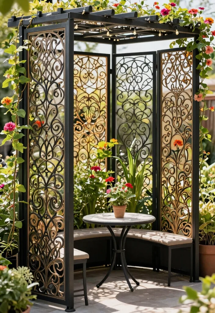 14 Outdoor Privacy Panels That Install Without Digging Posts - 2. Decorative Metal Privacy Panels 1