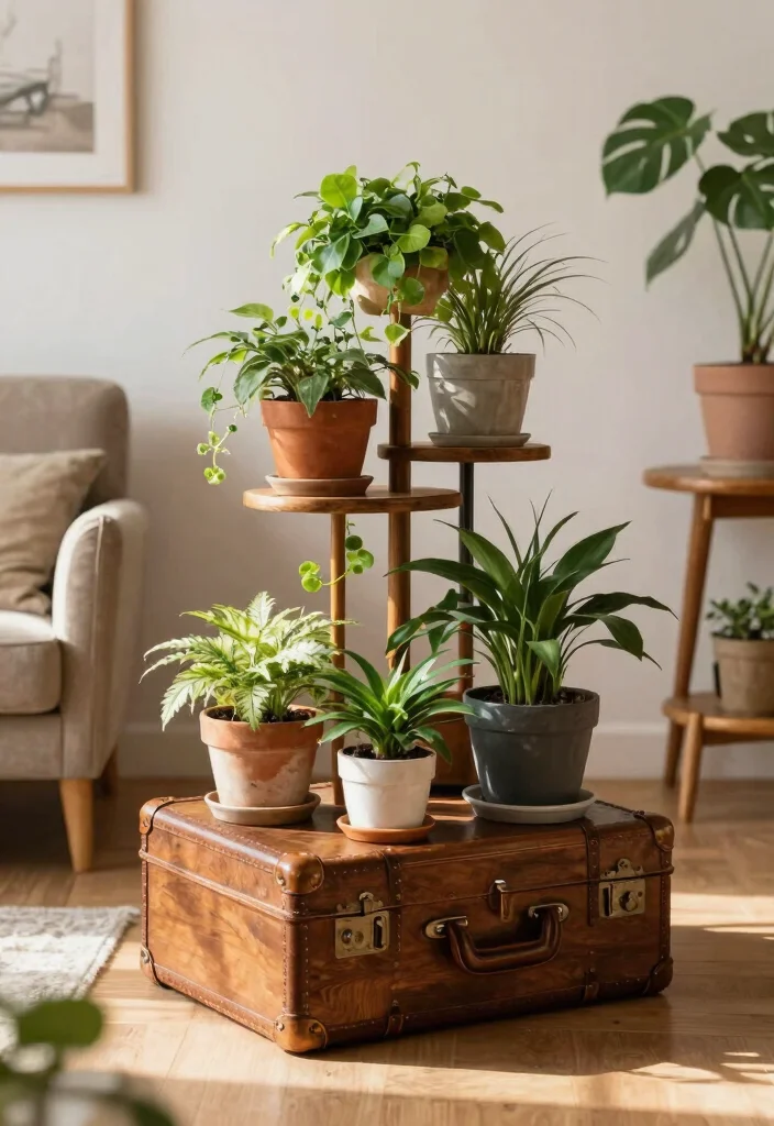 14 Plant Stand Ideas That Fit Tight Corners and Small Spaces - 6. Repurposed Furniture as Plant Stands 1