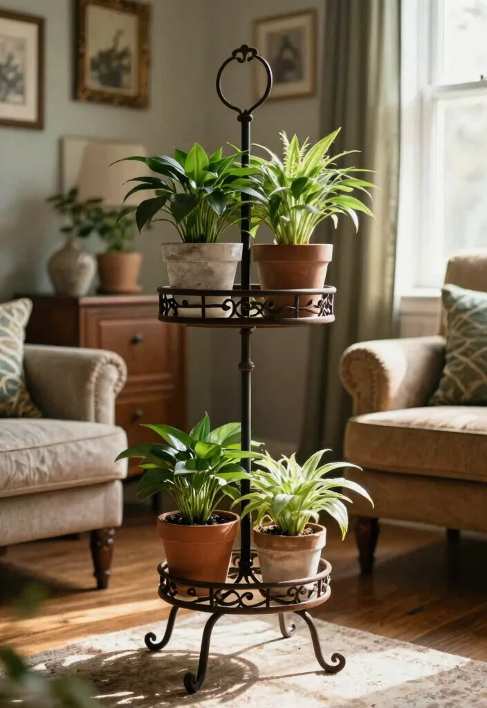 14 Plant Stand Ideas That Fit Tight Corners and Small Spaces - 9. Vintage Plant Stands 1