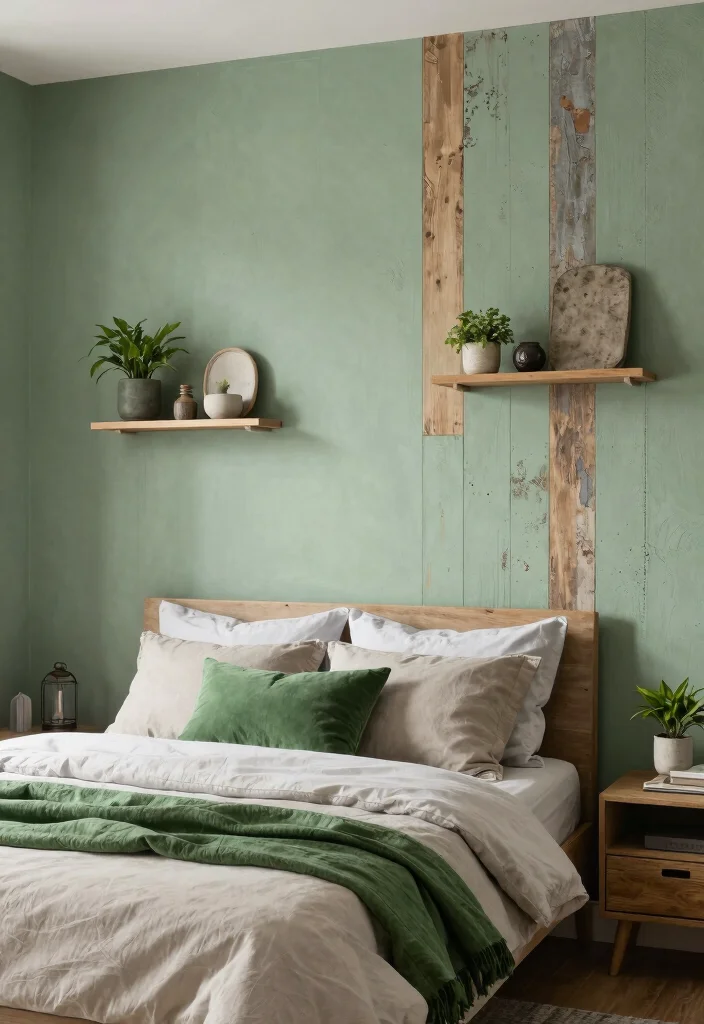 14 Sage Green Farmhouse Bedroom Ideas That Feel Calm Not Cold - 2. Calming Accent Walls 1