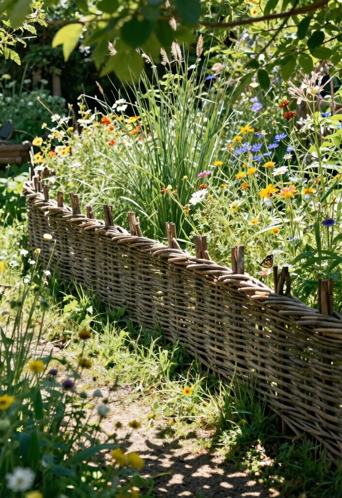 14 Simple Garden Fence Ideas You Can Install in One Weekend - 3. Woven Willow Fence 1