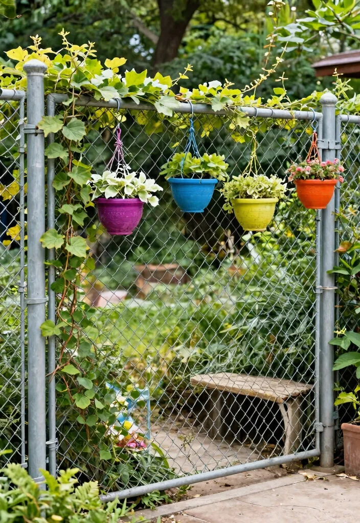 14 Simple Garden Fence Ideas You Can Install in One Weekend - 6. Chain Link Fencing with a Twist 1