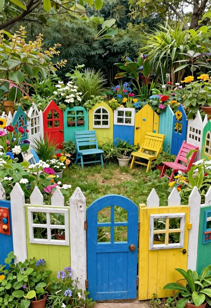 14 Simple Garden Fence Ideas You Can Install in One Weekend - 9. Recycled Materials Fence 1