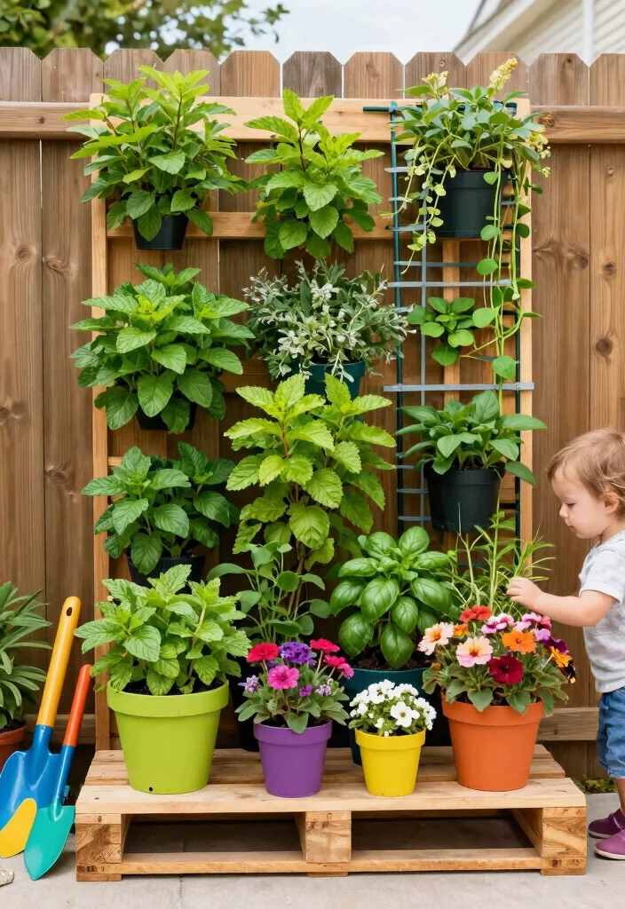 14 Toddler Outdoor Play Area Ideas for Small Yards and Tight Budgets - 1. Vertical Garden with Sensory Plants 1