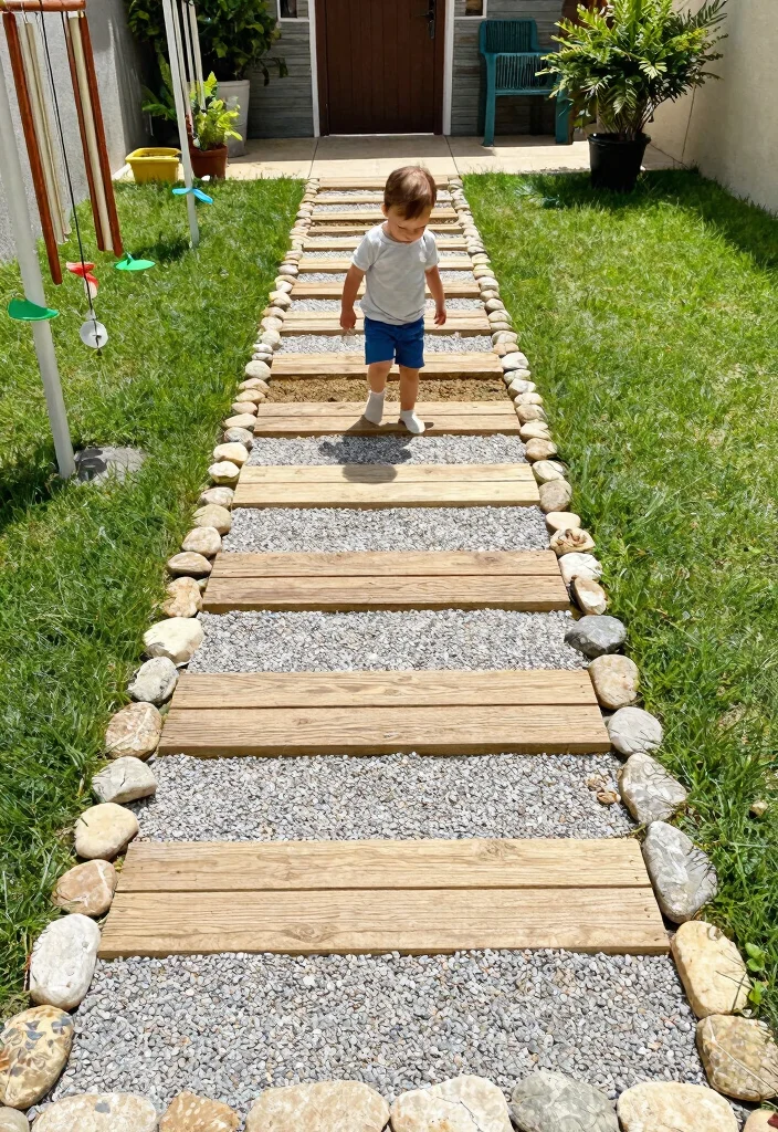 14 Toddler Outdoor Play Area Ideas for Small Yards and Tight Budgets - 12. Sensory Pathway 1