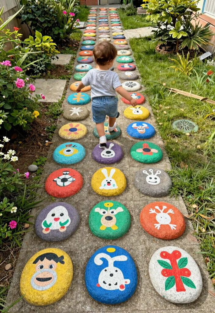 14 Toddler Outdoor Play Area Ideas for Small Yards and Tight Budgets - 7. Colorful Play Pathways 1