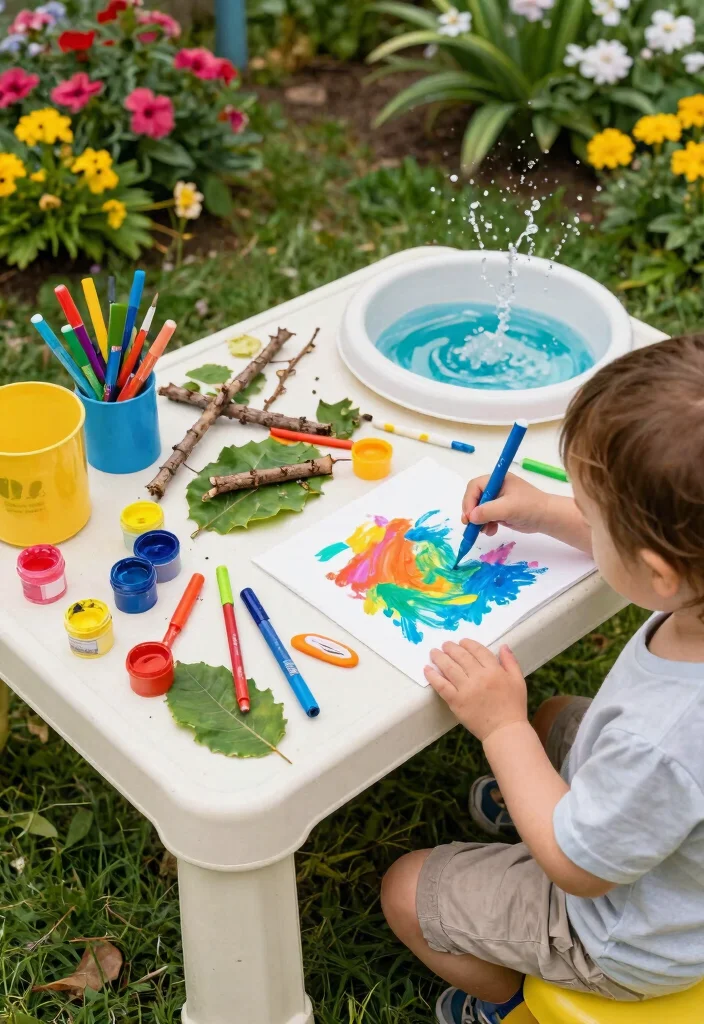 14 Toddler Outdoor Play Area Ideas for Small Yards and Tight Budgets - 8. Budget-Friendly Art Corner 1