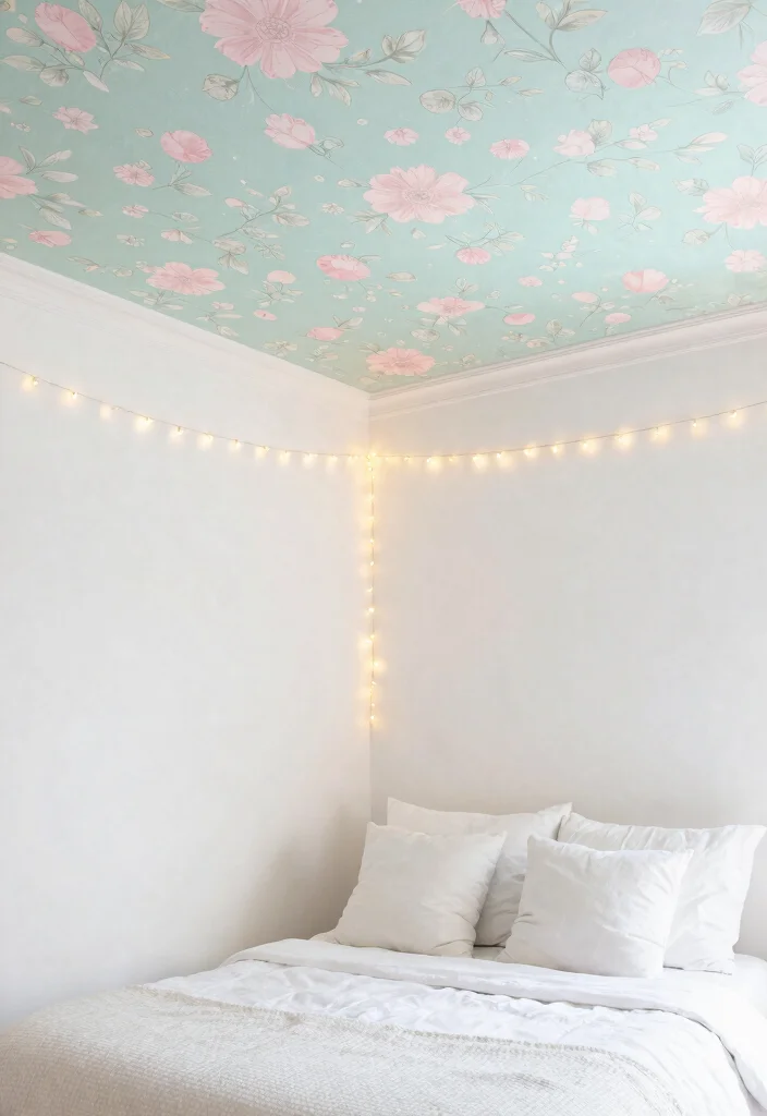 14 Wallpaper on Ceiling Concepts That Cover Popcorn Without Scraping - 13. Soft Pastels for Subtle Elegance 1