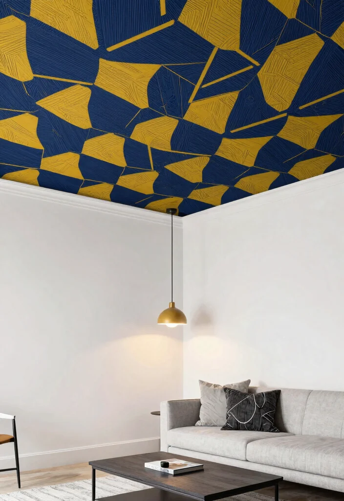 14 Wallpaper on Ceiling Concepts That Cover Popcorn Without Scraping - 2. Geometric Patterns 1