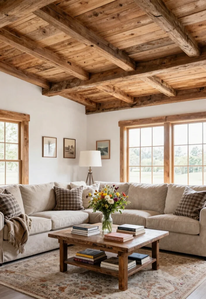 14 Wallpaper on Ceiling Concepts That Cover Popcorn Without Scraping - 8. Rustic Barn Wood Look 1
