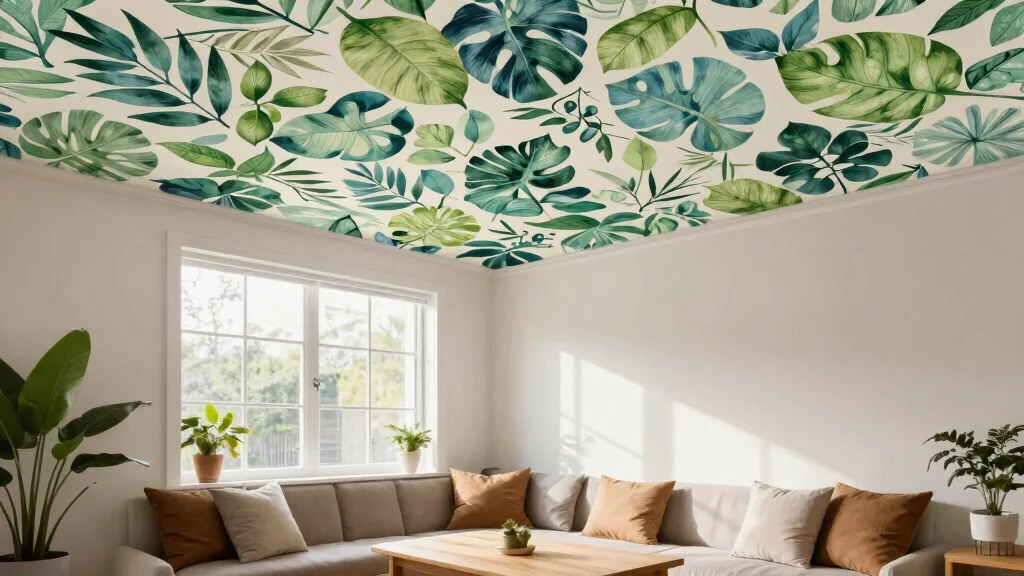 14 Wallpaper on Ceiling Concepts That Cover Popcorn Without Scraping