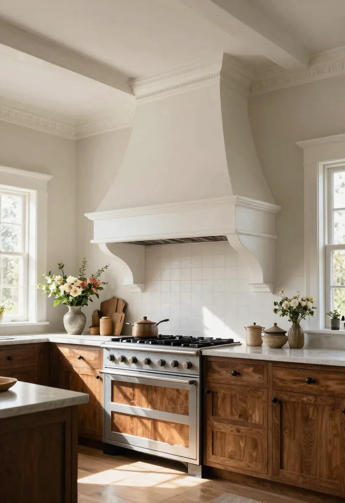 15 Farmhouse Vent Hood Ideas That Hide Builder-Grade Appliances - 12. Arched Vent Hood Design 1