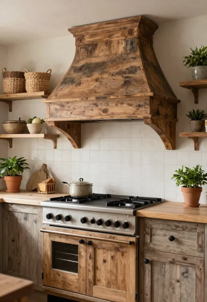 15 Farmhouse Vent Hood Ideas That Hide Builder-Grade Appliances - 15. Rustic Farmhouse Wrap 1
