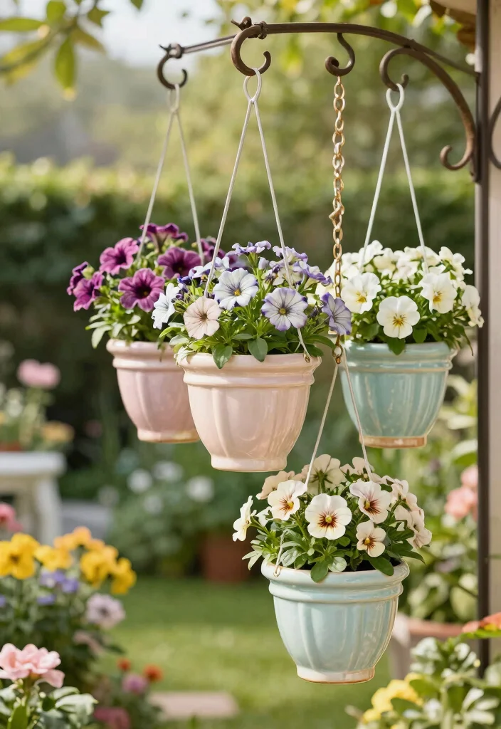 15 Hanging Flower Pots That Don't Need Daily Watering in Summer - 12. Elegant Ceramic Hanging Pots 1