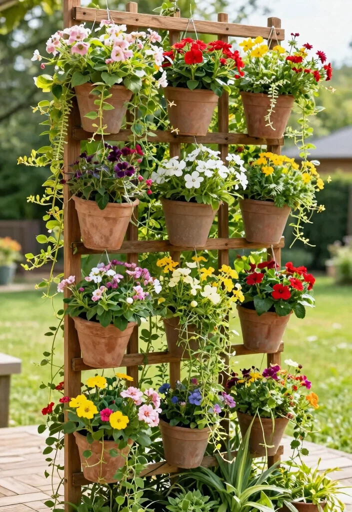 15 Hanging Flower Pots That Don't Need Daily Watering in Summer - 3. Vertical Gardening Solutions 1