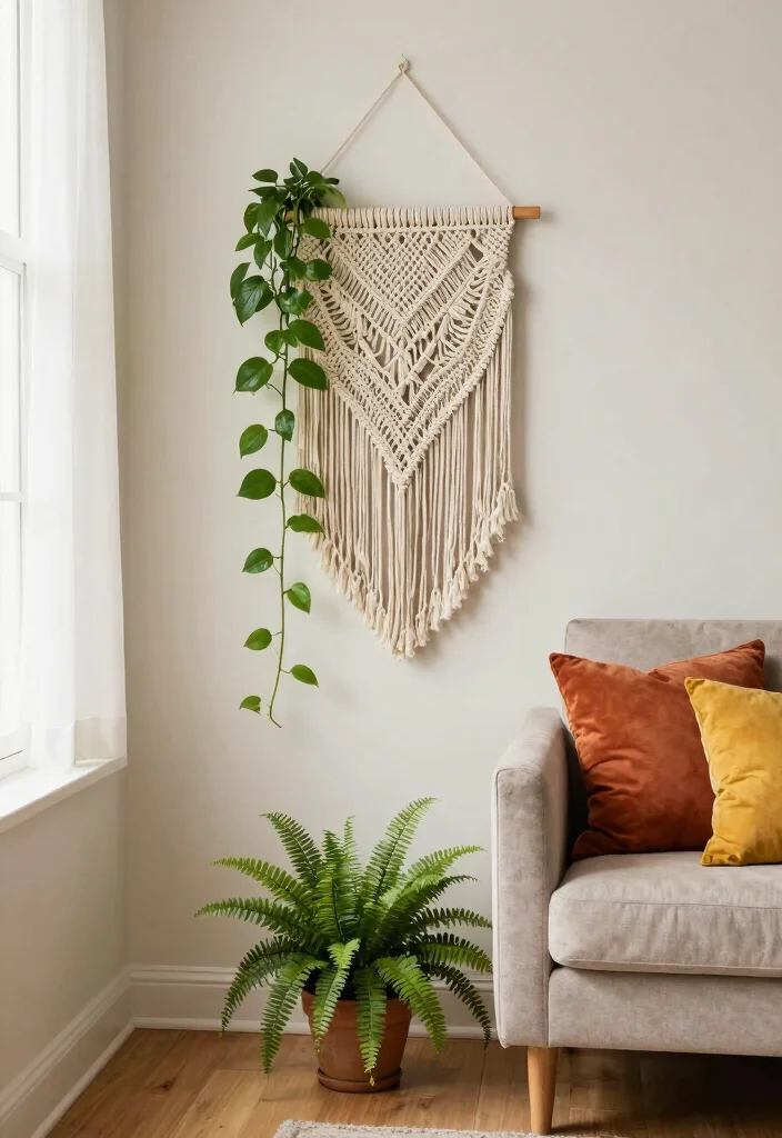 15 Indoor Plant Trellis Ideas That Support Vines Without Wall Damage - 1. Macrame Wall Hanging Trellis 1