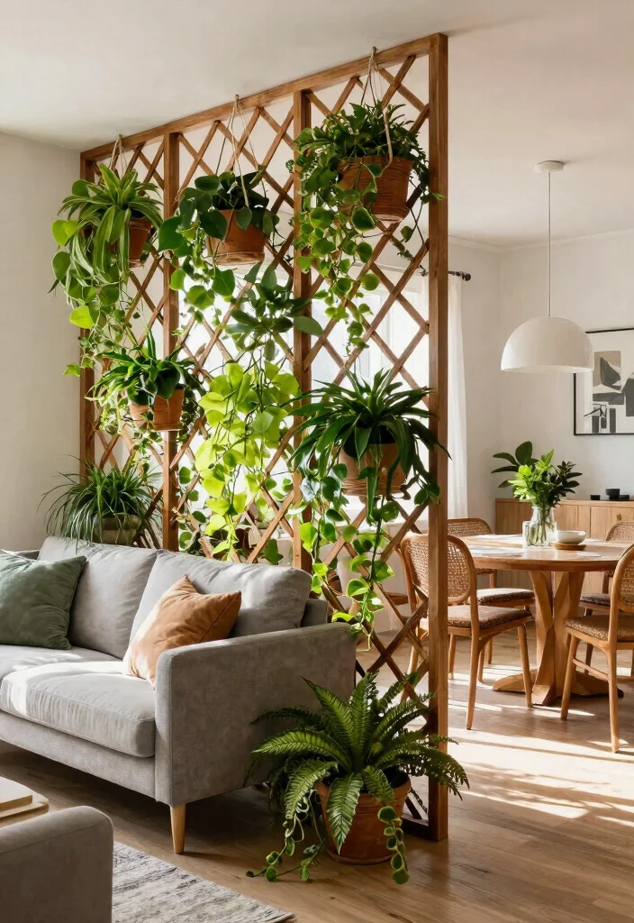 15 Indoor Plant Trellis Ideas That Support Vines Without Wall Damage - 11. Trellis-Style Room Divider 1