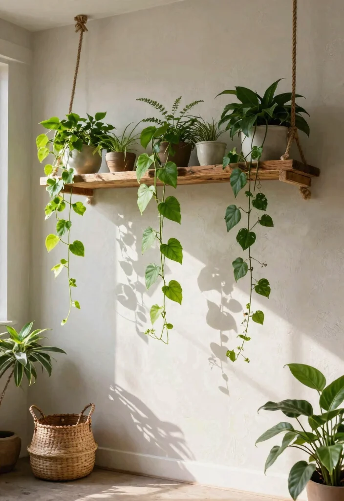 15 Indoor Plant Trellis Ideas That Support Vines Without Wall Damage - 3. Hanging Shelf Trellis 1