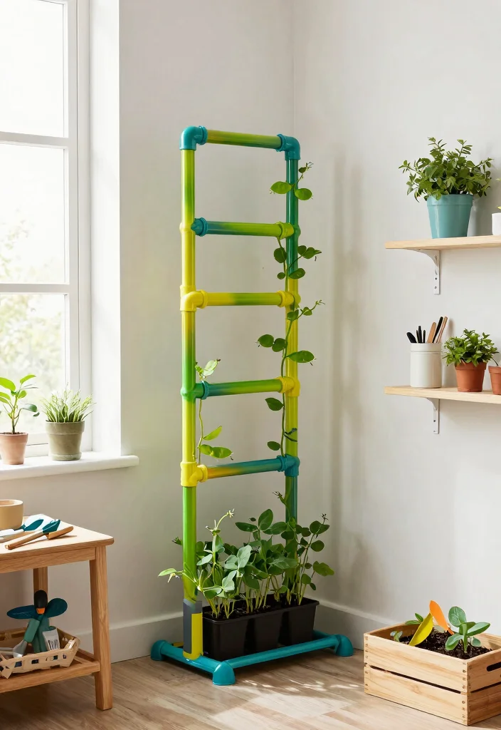 15 Indoor Plant Trellis Ideas That Support Vines Without Wall Damage - 7. DIY PVC Pipe Trellis 1