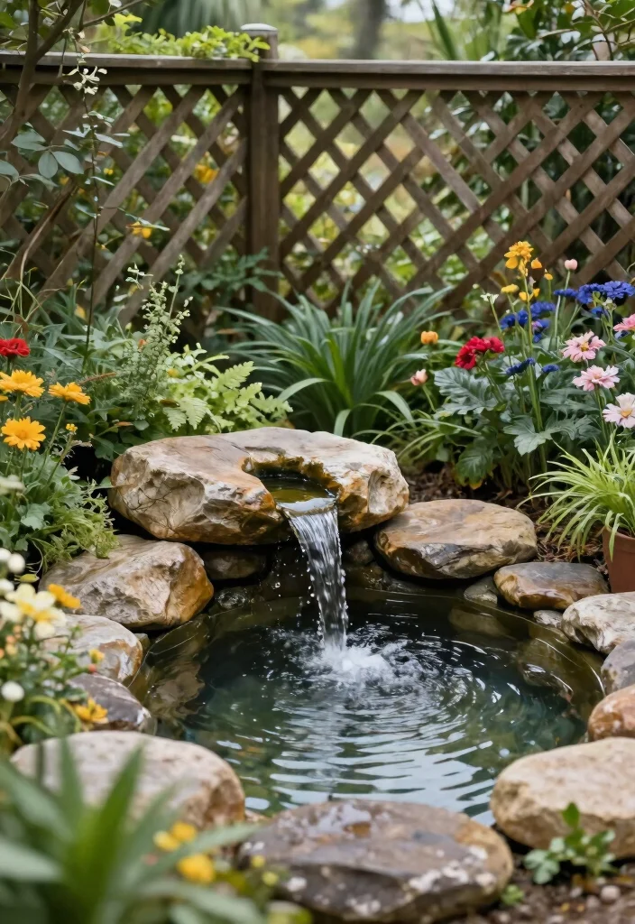 15 Lattice Fence Concepts That Add Privacy Without Feeling Closed In - 15. Lattice Water Feature 1