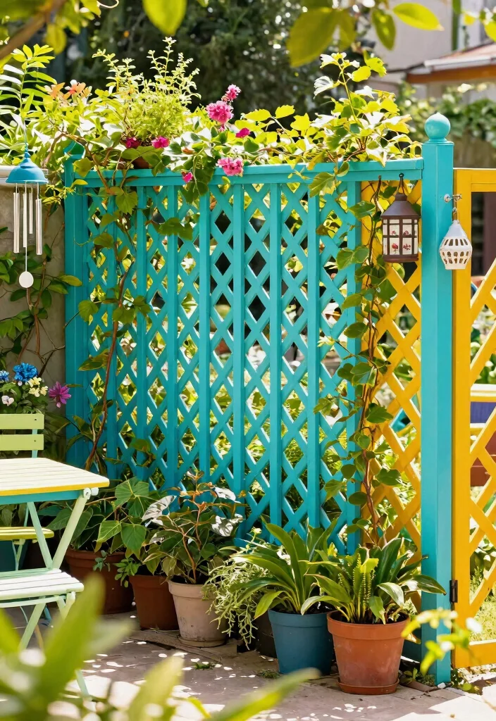 15 Lattice Fence Concepts That Add Privacy Without Feeling Closed In - 5. Colorful Lattice Fence Ideas 1
