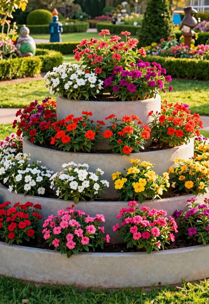 15 Mandevilla Planter Ideas That Support Heavy Vines and Blooms - 11. Tiered Planter Boxes 1