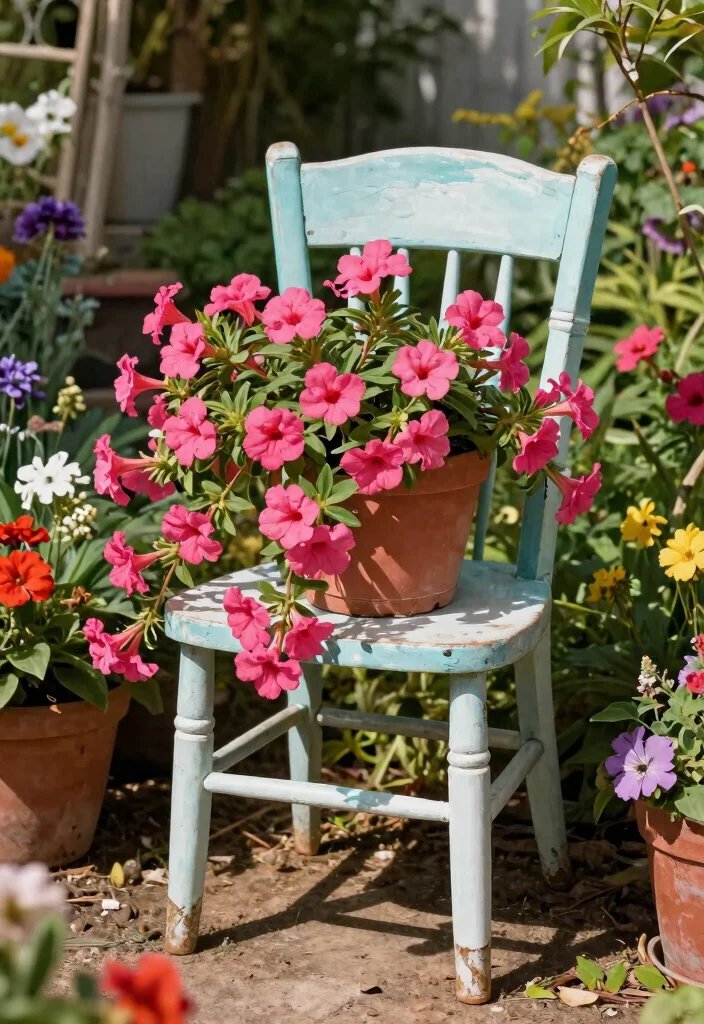 15 Mandevilla Planter Ideas That Support Heavy Vines and Blooms - 13. Repurposed Furniture Planters 1