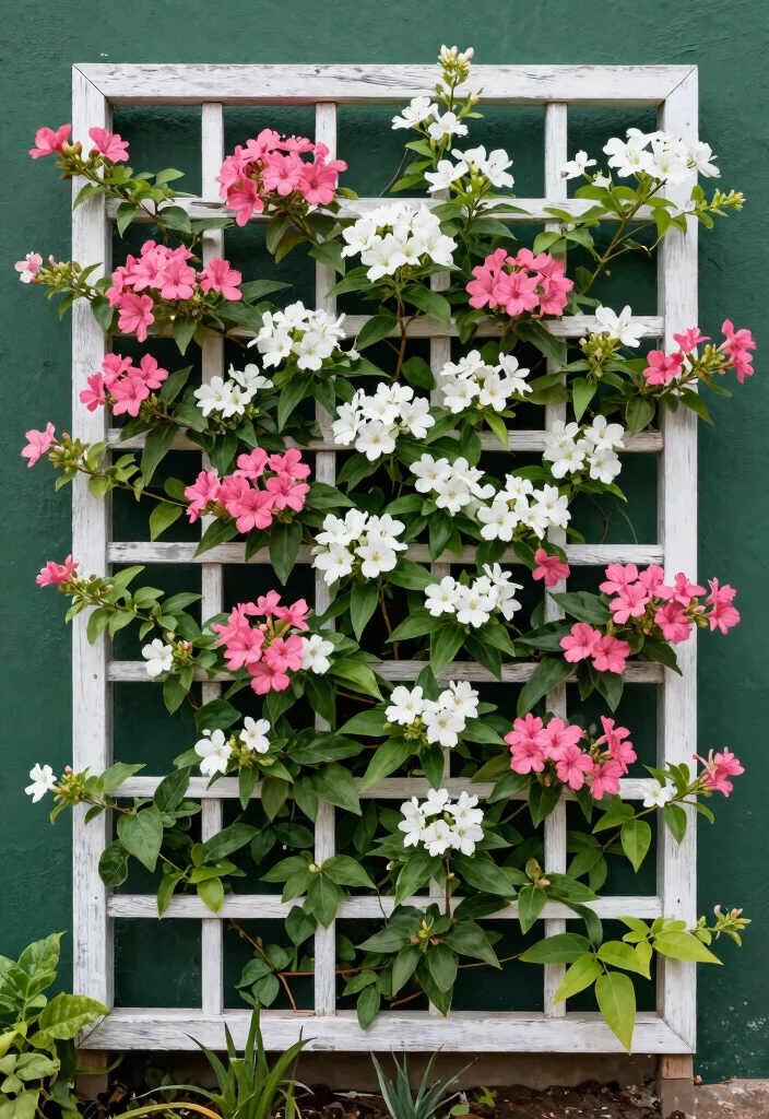 15 Mandevilla Planter Ideas That Support Heavy Vines and Blooms - 7. Vertical Garden Grids 1