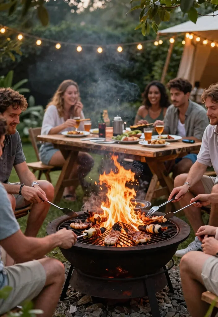 15 Outdoor Fire Pit Ideas for Backyards That Don't Need a Permit - 11. Fire Pit with a Grilling Feature 1