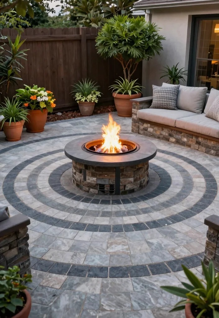 15 Outdoor Fire Pit Ideas for Backyards That Don't Need a Permit - 12. Fire Pit Surrounded by Pavers 1