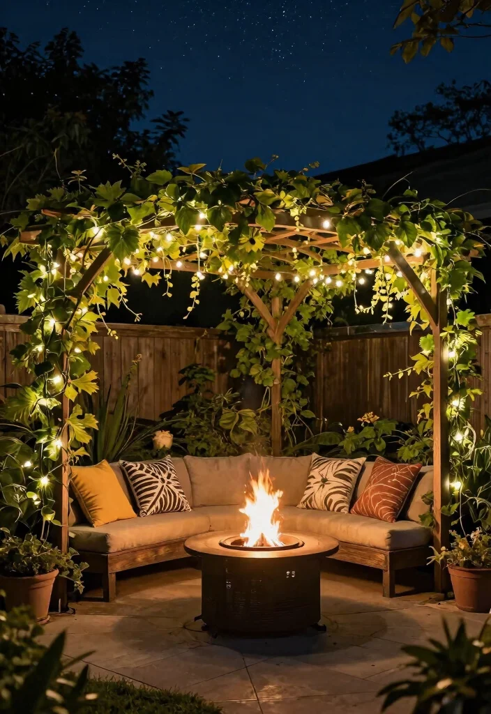 15 Outdoor Fire Pit Ideas for Backyards That Don't Need a Permit - 13. Fire Pit Under a Trellis 1