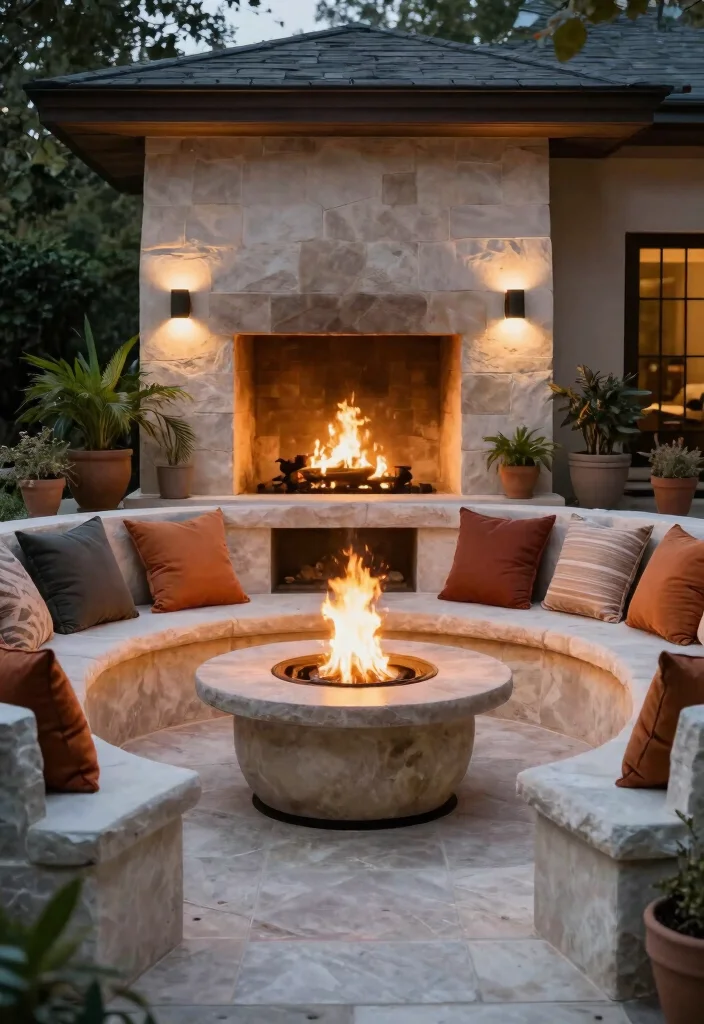 15 Outdoor Fire Pit Ideas for Backyards That Don't Need a Permit - 14. Fire Pit with Built-in Seating 1