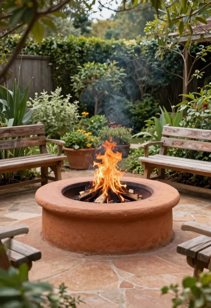 15 Outdoor Fire Pit Ideas for Backyards That Don't Need a Permit - 15. Earthy Clay Fire Pit 1