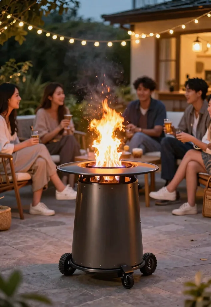 15 Outdoor Fire Pit Ideas for Backyards That Don't Need a Permit - 7. Fire Pit on Wheels 1