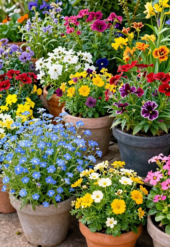 15 Outdoor Flower Pot Ideas That Survive Heat and Forget-Me-Nots - 15. Seasonal Rotations for Continuous Blooms 1