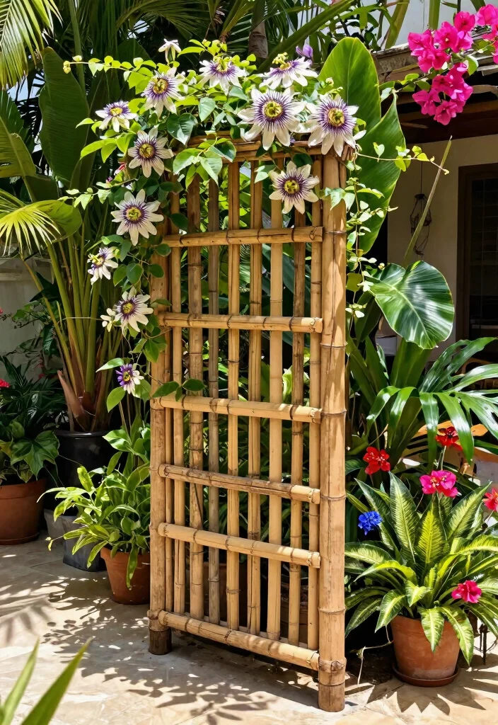 15 Patio Trellis Ideas That Support Heavy Climbing Vines - 12. Natural Bamboo Trellis 1