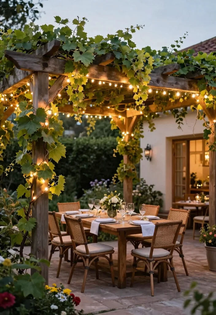 15 Patio Trellis Ideas That Support Heavy Climbing Vines - 6. Elegant Pergola with Climbing Vines 1