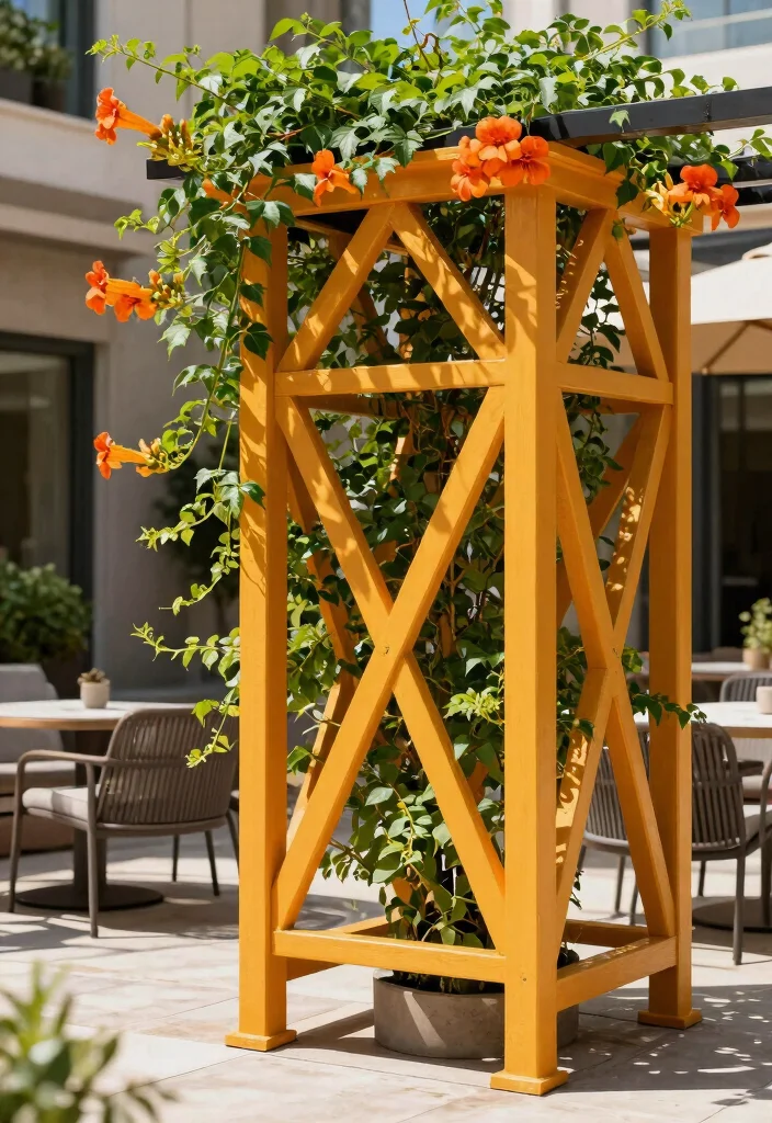 15 Patio Trellis Ideas That Support Heavy Climbing Vines - 7. Geometric Trellis for Modern Vibes 1