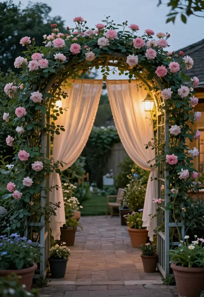 15 Patio Trellis Ideas That Support Heavy Climbing Vines - 8. Arched Trellis for Romance 1